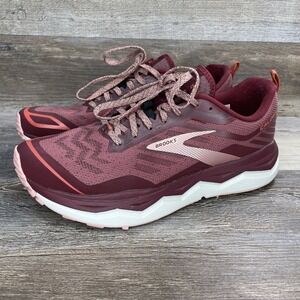 Brooks Womens Caldera 4 Maroon Lightweight Athletic Trail Running Shoes Size 10B